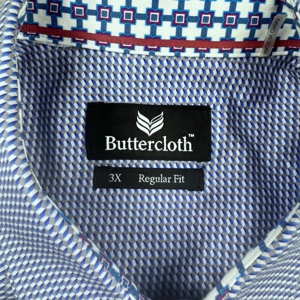 Lot of‎ 2 Buttercloth Long Sleeve Button Shirt 3X AOP Geometric Wick Flip Cuff